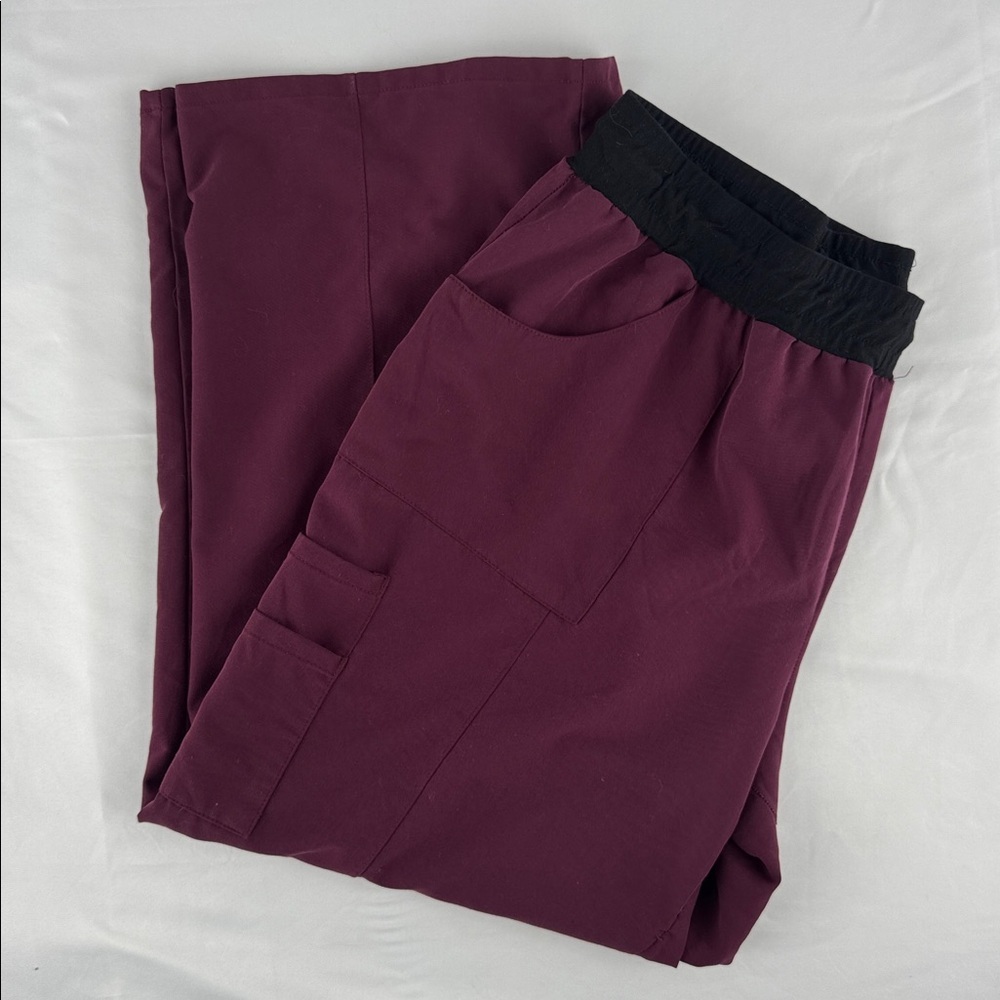 2 Piece AVE by Medline Burgundy Scrub Set with Black Accents - Picture 6 of 8